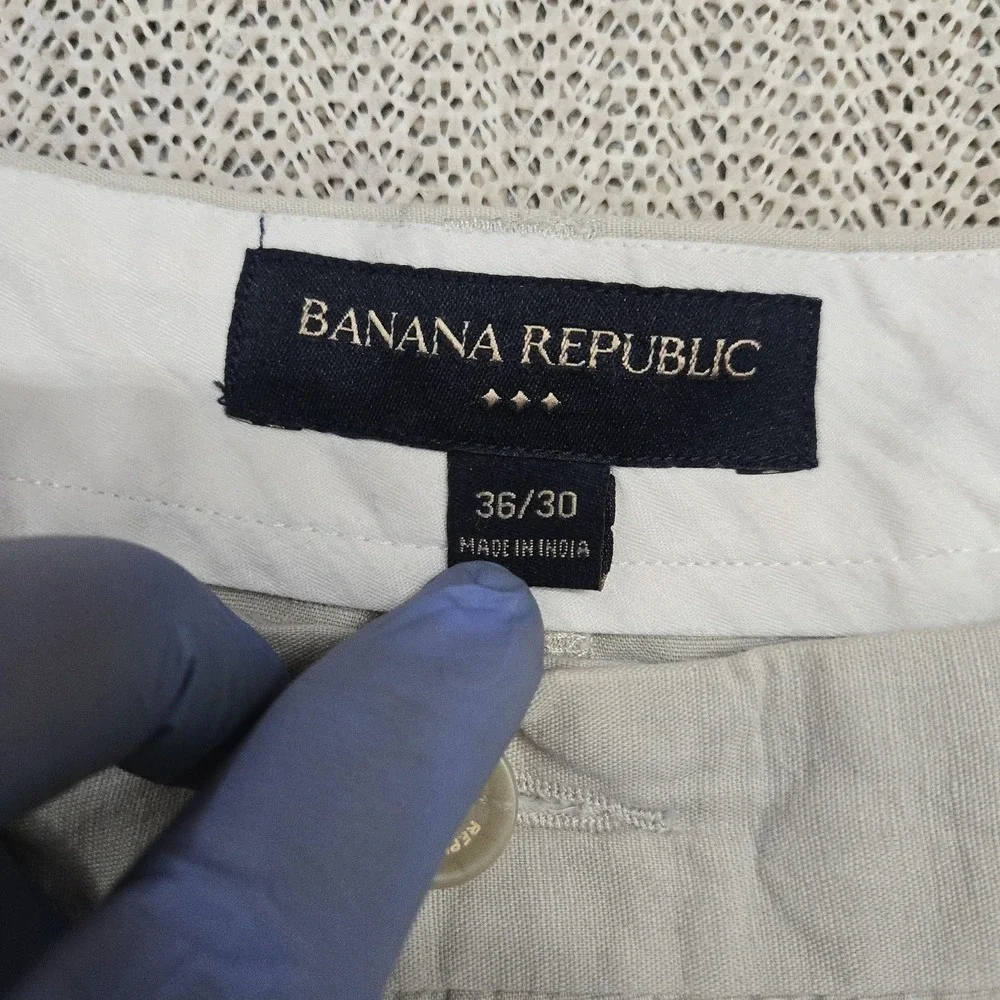 Banana Republic Pants Mens 36x30 Beige Ace Linen Chino Straight Leg Trouser